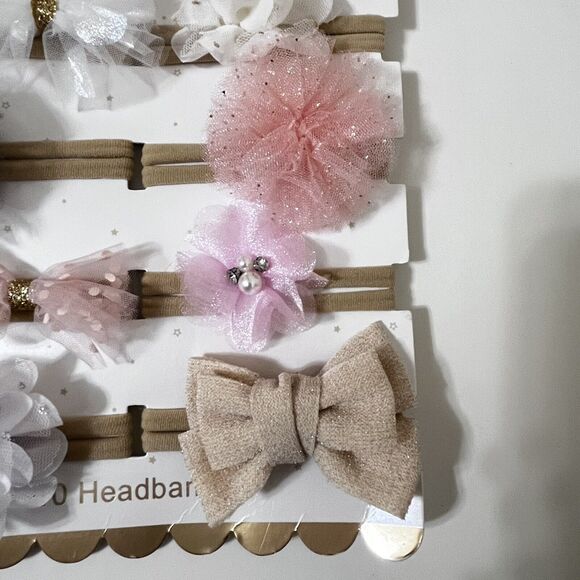 Danbar Simply Baby Chic Hair Bow Headbands Set of 10 NEW - Picture 5 of 11